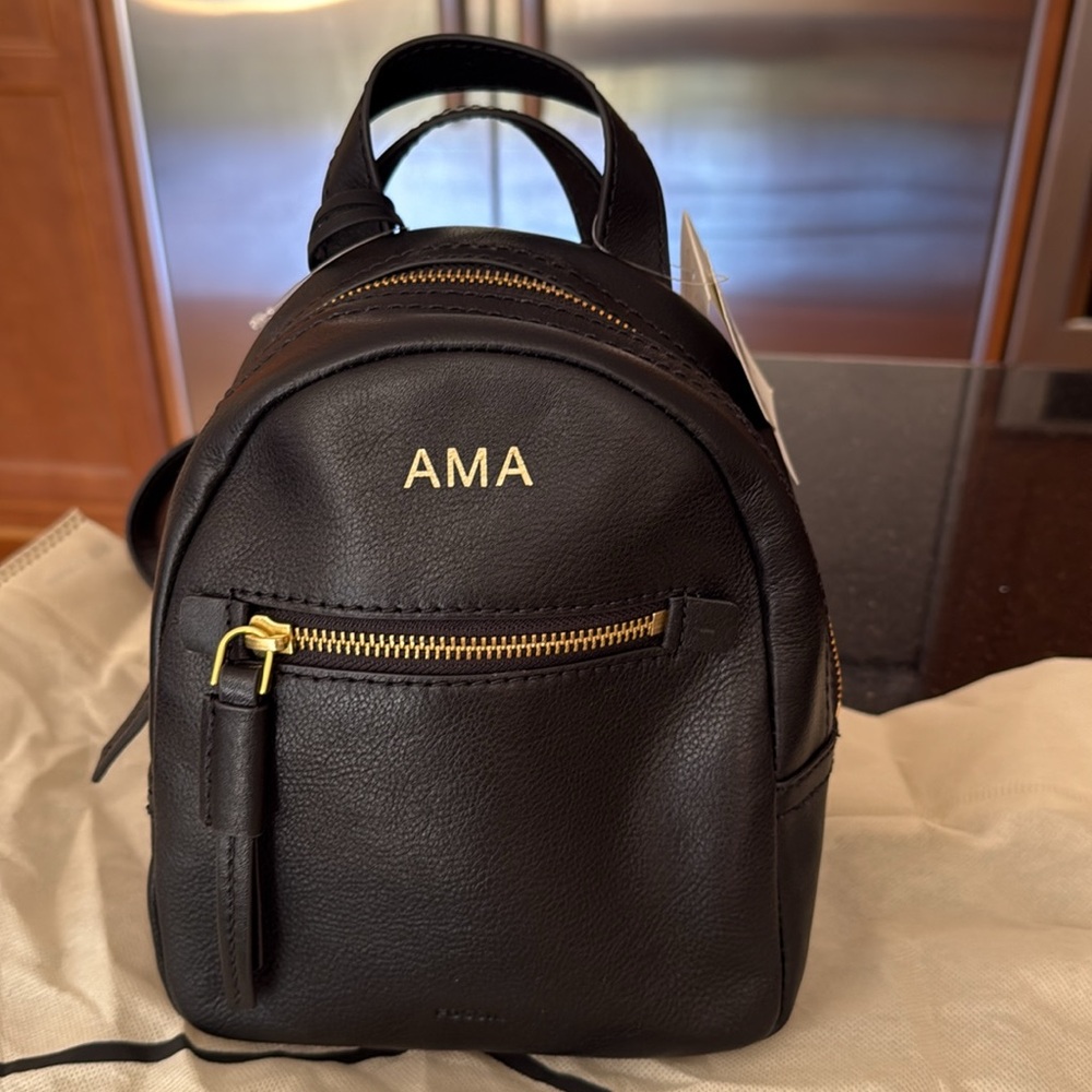 Fossil Megan Mini Black Leather Convertible Backpack/Crossbody. New with Tags!